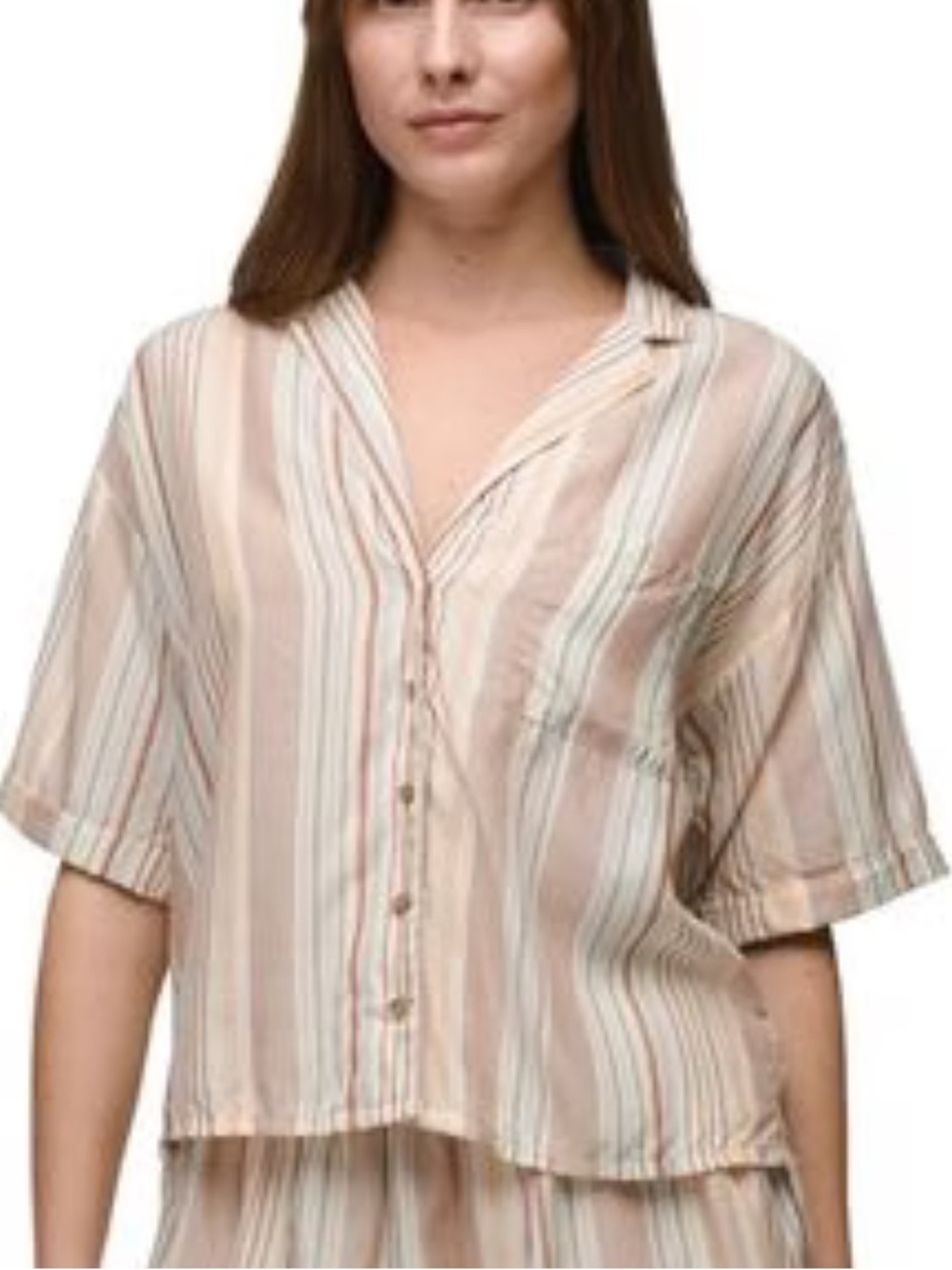 NWT Prana Striped Button-Front Iguala Top Only